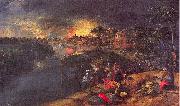 Mossa, Gustave Adolphe Scene of War and Fire Sweden oil painting artist